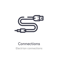 connections outline icon. isolated line vector illustration from electrian connections collection. editable thin stroke connections icon on white background