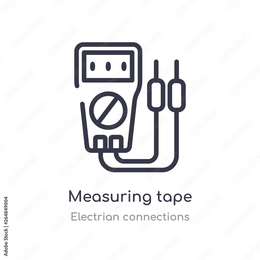 Poster measuring tape outline icon. isolated line vector illustration from electrian connections collection
