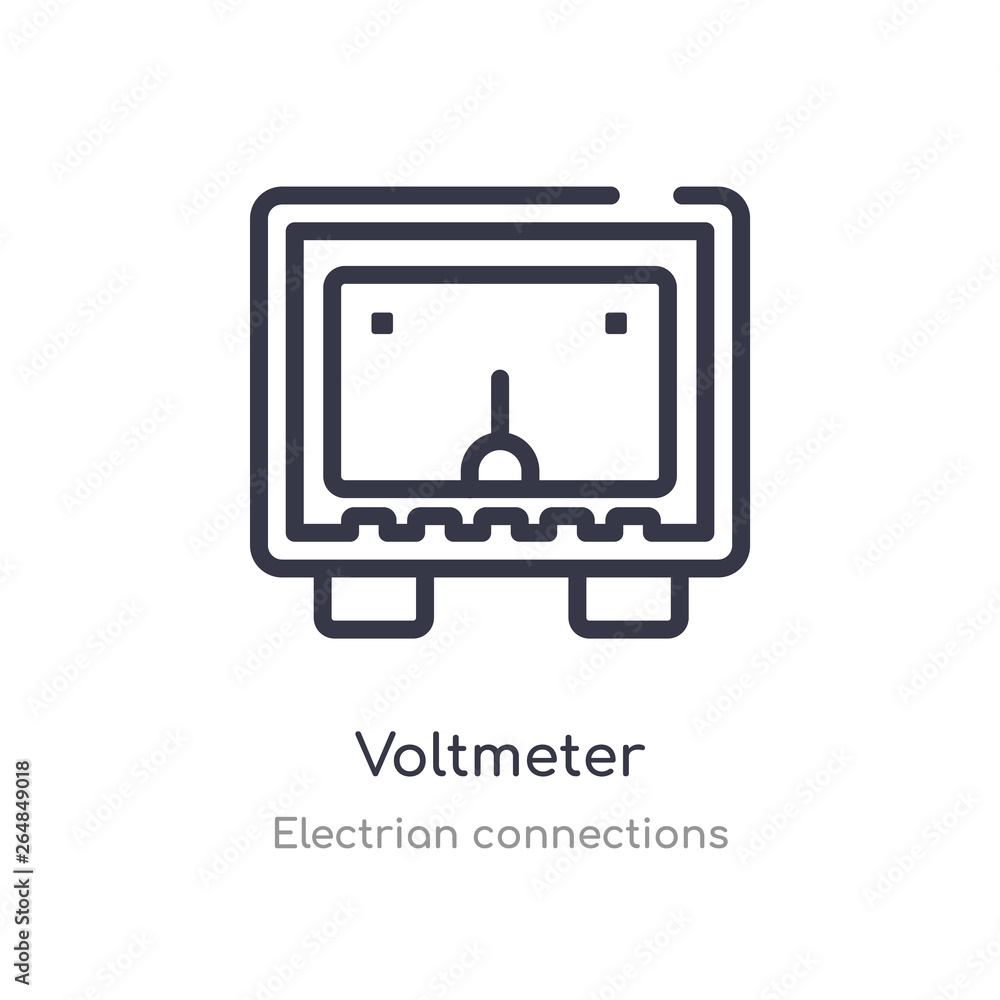 Poster voltmeter outline icon. isolated line vector illustration from electrian connections collection. edi