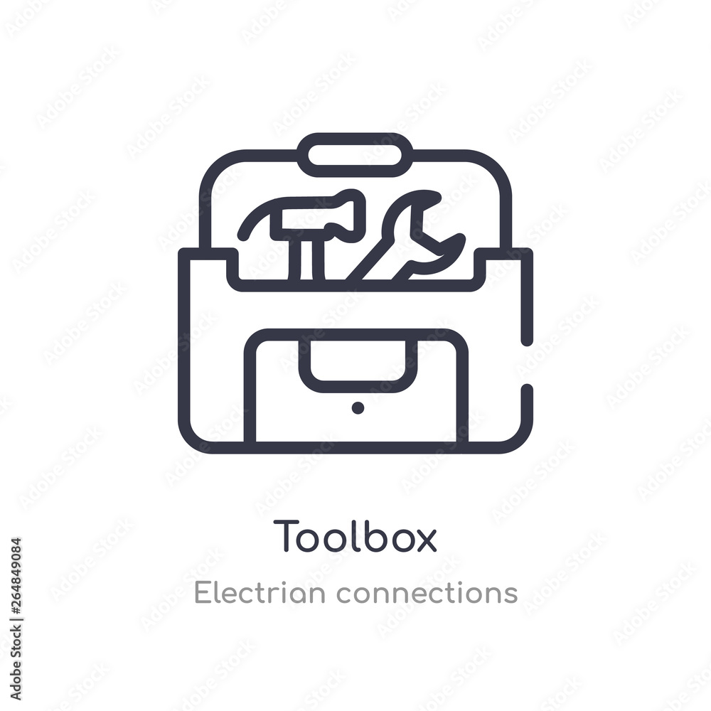 Poster toolbox outline icon. isolated line vector illustration from electrian connections collection. edita
