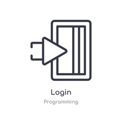 login outline icon. isolated line vector illustration from programming collection. editable thin stroke login icon on white background