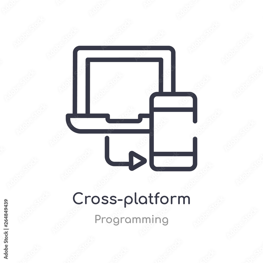Poster cross-platform outline icon. isolated line vector illustration from programming collection. editable