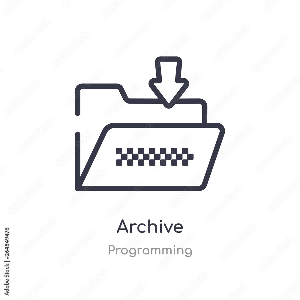 Poster archive outline icon. isolated line vector illustration from programming collection. editable thin s