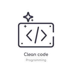 clean code outline icon. isolated line vector illustration from programming collection. editable thin stroke clean code icon on white background