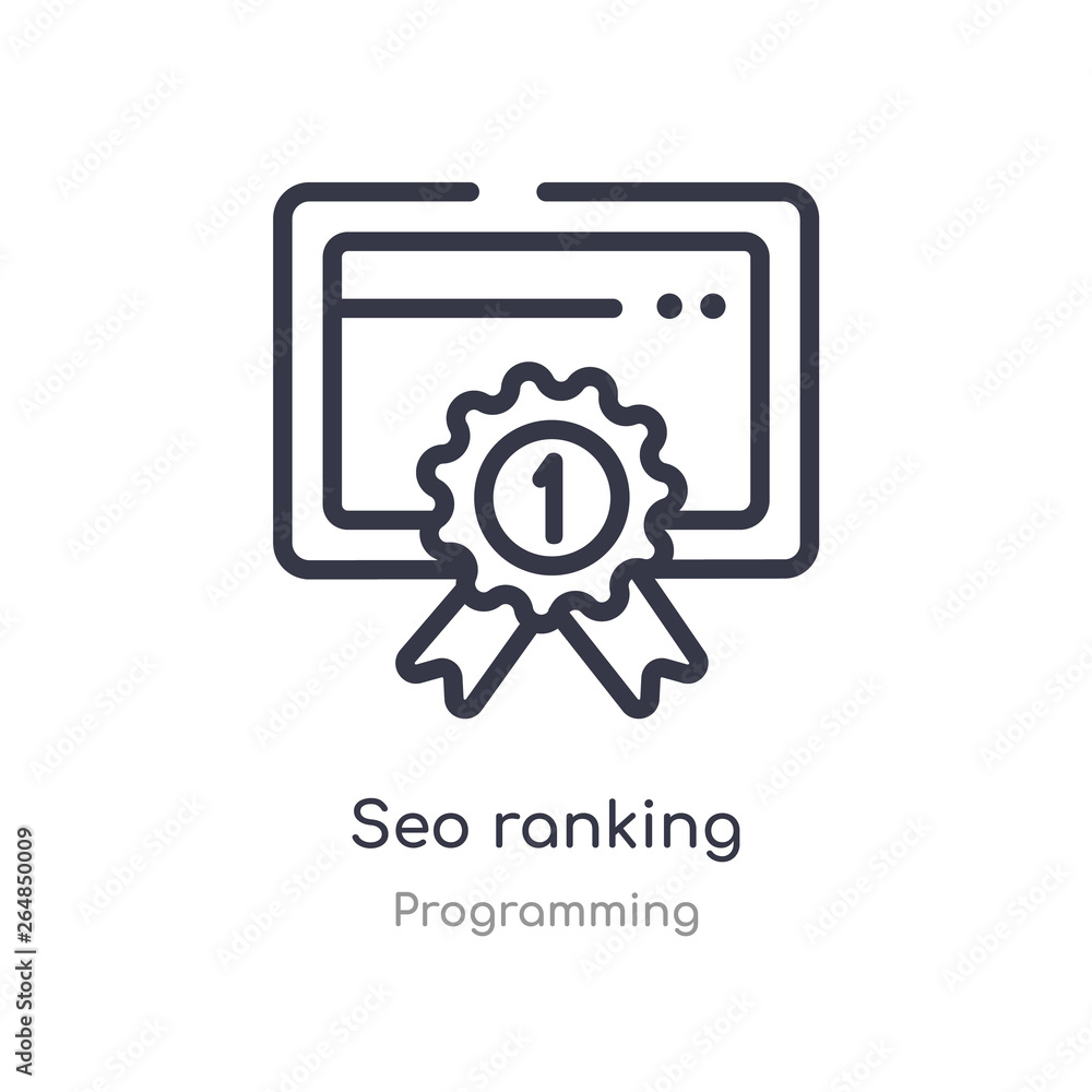Poster seo ranking outline icon. isolated line vector illustration from programming collection. editable th
