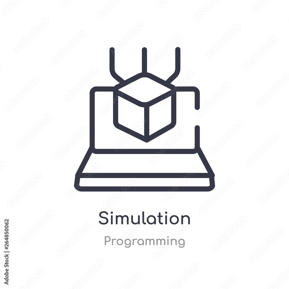 Poster simulation outline icon. isolated line vector illustration from programming collection. editable thi