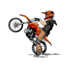 Motorcycle racer, hand drawing illustration, motocross.