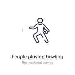 people playing bowling outline icon. isolated line vector illustration from recreational games collection. editable thin stroke people playing bowling icon on white background