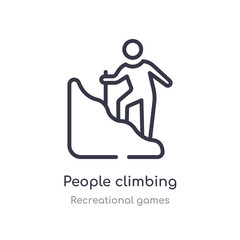 people climbing outline icon. isolated line vector illustration from recreational games collection. editable thin stroke people climbing icon on white background