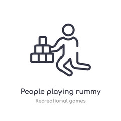 people playing rummy outline icon. isolated line vector illustration from recreational games collection. editable thin stroke people playing rummy icon on white background