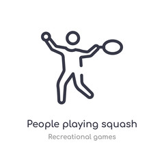 people playing squash outline icon. isolated line vector illustration from recreational games collection. editable thin stroke people playing squash icon on white background