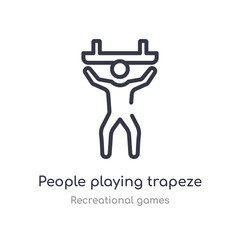 people playing trapeze outline icon. isolated line vector illustration from recreational games collection. editable thin stroke people playing trapeze icon on white background