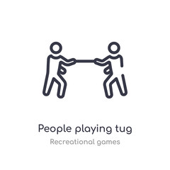 people playing tug of war outline icon. isolated line vector illustration from recreational games collection. editable thin stroke people playing tug of war icon on white background