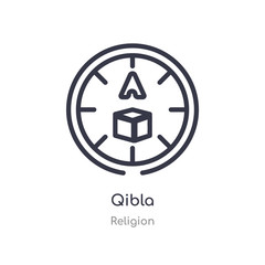 qibla outline icon. isolated line vector illustration from religion collection. editable thin stroke qibla icon on white background
