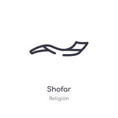 Fototapeta premium shofar outline icon. isolated line vector illustration from religion collection. editable thin stroke shofar icon on white background