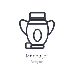 manna jar outline icon. isolated line vector illustration from religion collection. editable thin stroke manna jar icon on white background