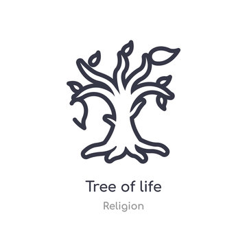 tree of life outline icon. isolated line vector illustration from religion collection. editable thin stroke tree of life icon on white background
