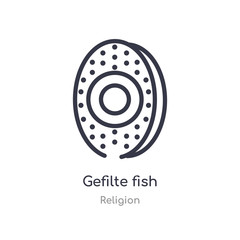 gefilte fish outline icon. isolated line vector illustration from religion collection. editable thin stroke gefilte fish icon on white background