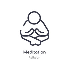 meditation outline icon. isolated line vector illustration from religion collection. editable thin stroke meditation icon on white background