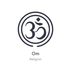 om outline icon. isolated line vector illustration from religion collection. editable thin stroke om icon on white background - obrazy, fototapety, plakaty