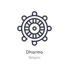 dharma outline icon. isolated line vector illustration from religion collection. editable thin stroke dharma icon on white background