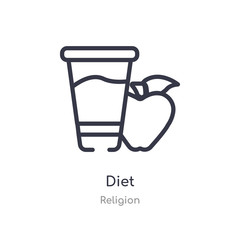 diet outline icon. isolated line vector illustration from religion collection. editable thin stroke diet icon on white background