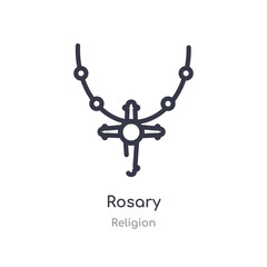 rosary outline icon. isolated line vector illustration from religion collection. editable thin stroke rosary icon on white background - obrazy, fototapety, plakaty