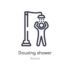 dousing shower outline icon. isolated line vector illustration from sauna collection. editable thin stroke dousing shower icon on white background