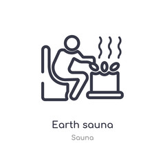 earth sauna outline icon. isolated line vector illustration from sauna collection. editable thin stroke earth sauna icon on white background