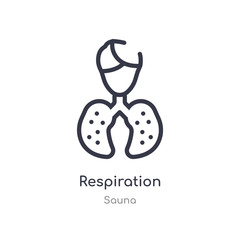 respiration outline icon. isolated line vector illustration from sauna collection. editable thin stroke respiration icon on white background