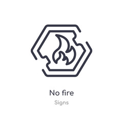 no fire outline icon. isolated line vector illustration from signs collection. editable thin stroke no fire icon on white background