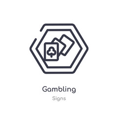 gambling outline icon. isolated line vector illustration from signs collection. editable thin stroke gambling icon on white background