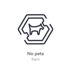 no pets outline icon. isolated line vector illustration from signs collection. editable thin stroke no pets icon on white background