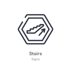 stairs outline icon. isolated line vector illustration from signs collection. editable thin stroke stairs icon on white background