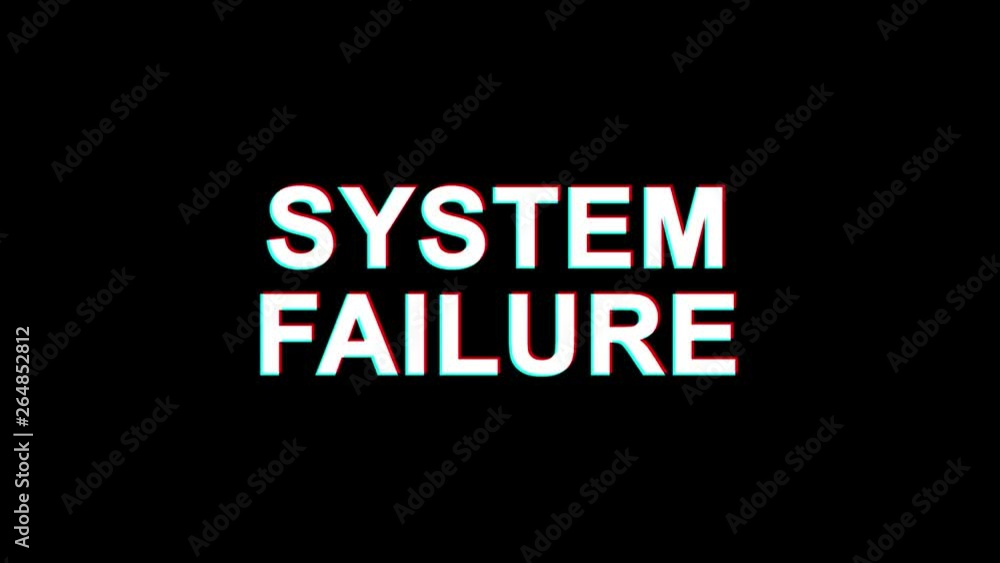 Poster . system failure glitch text abstract vintage twitched 4k loop motion animation . black old retro di
