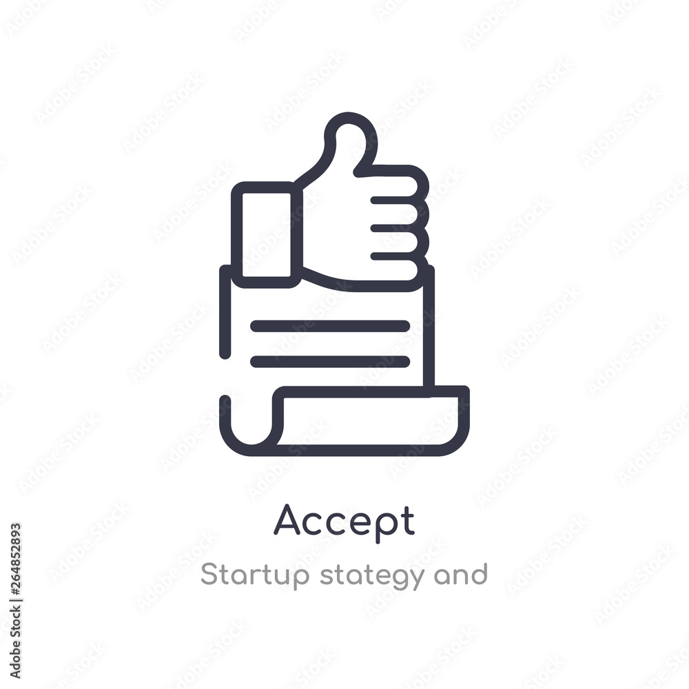 Poster accept outline icon. isolated line vector illustration from startup stategy and collection. editable