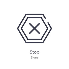 stop outline icon. isolated line vector illustration from signs collection. editable thin stroke stop icon on white background