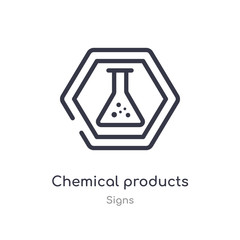 chemical products outline icon. isolated line vector illustration from signs collection. editable thin stroke chemical products icon on white background