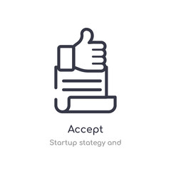 accept outline icon. isolated line vector illustration from startup stategy and collection. editable thin stroke accept icon on white background