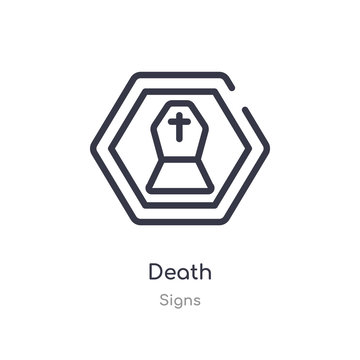 death outline icon. isolated line vector illustration from signs collection. editable thin stroke death icon on white background