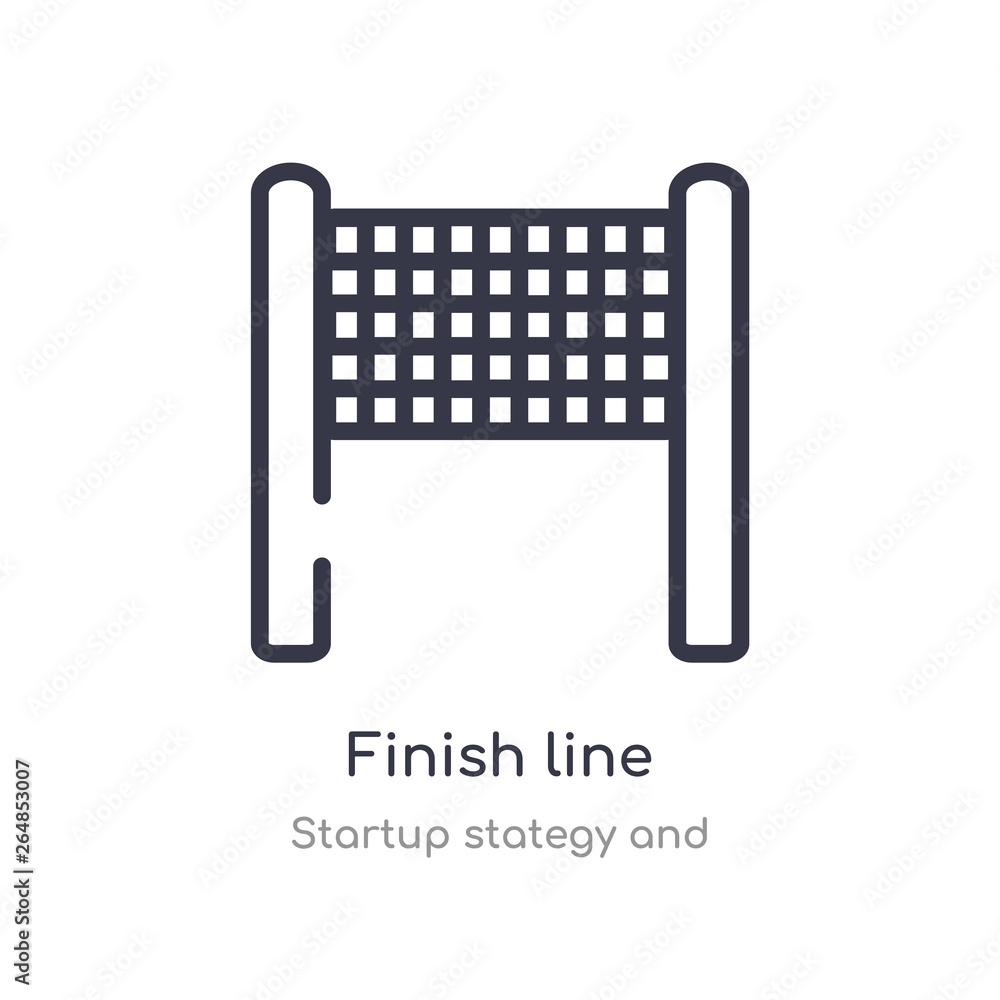 Poster finish line outline icon. isolated line vector illustration from startup stategy and collection. edi
