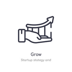 grow outline icon. isolated line vector illustration from startup stategy and collection. editable thin stroke grow icon on white background