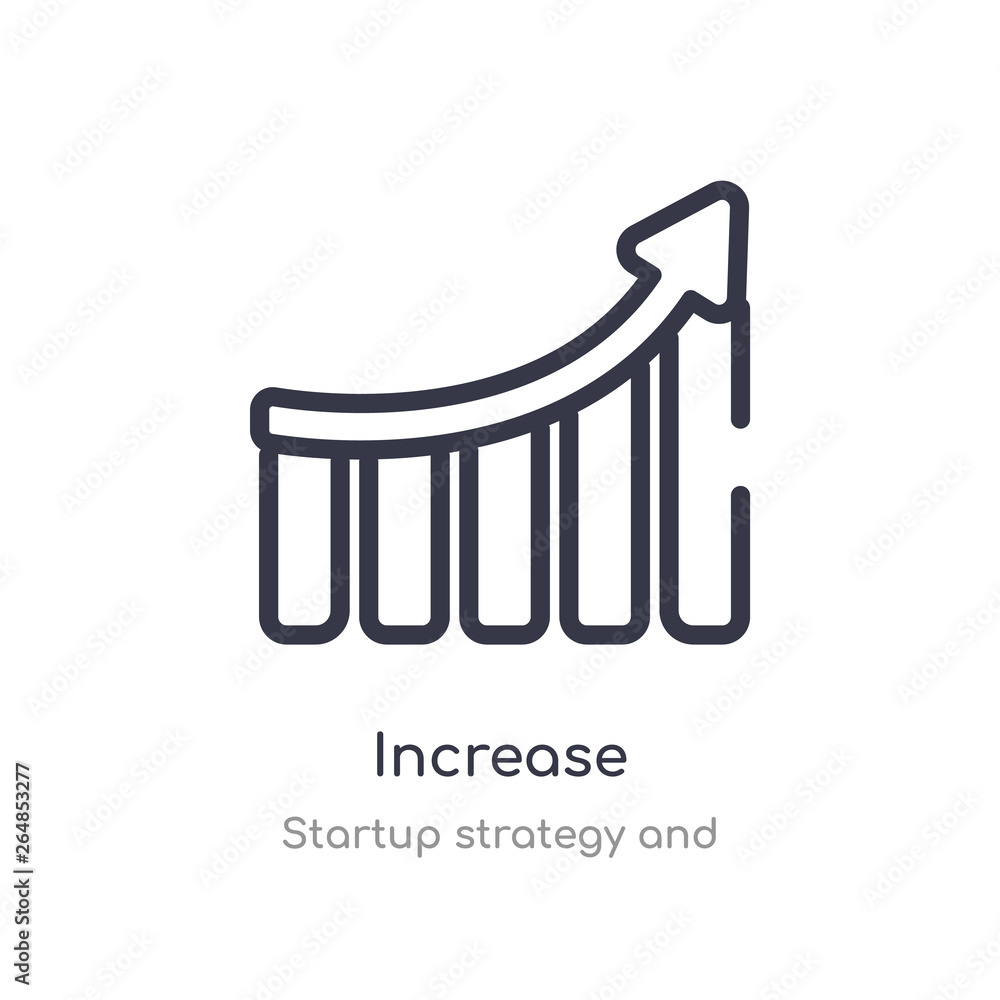 Poster increase outline icon. isolated line vector illustration from startup strategy and collection. edita