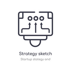 strategy sketch outline icon. isolated line vector illustration from startup stategy and collection. editable thin stroke strategy sketch icon on white background