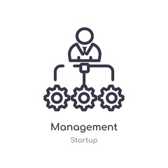 management outline icon. isolated line vector illustration from startup collection. editable thin stroke management icon on white background