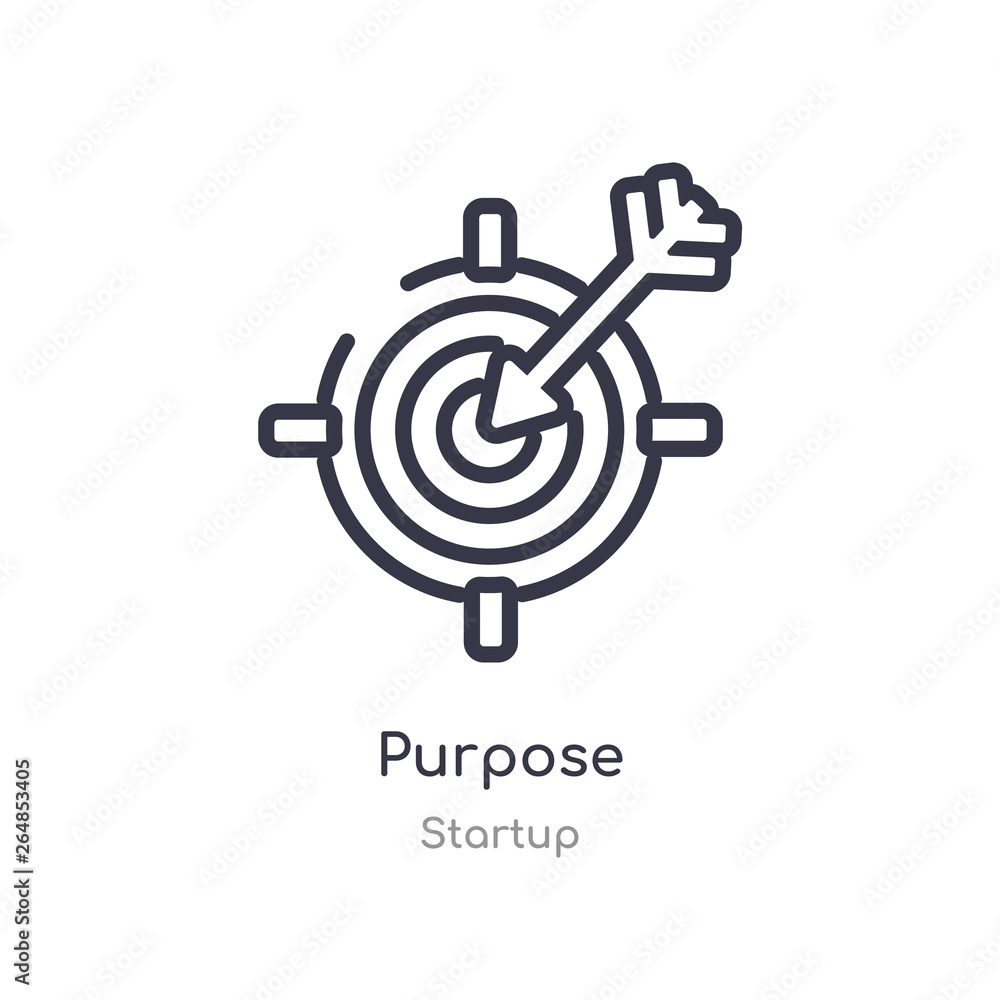 Poster purpose outline icon. isolated line vector illustration from startup collection. editable thin strok