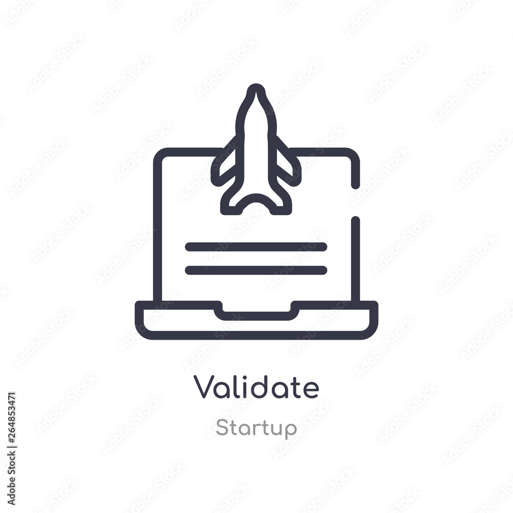 Poster validate outline icon. isolated line vector illustration from startup collection. editable thin stro