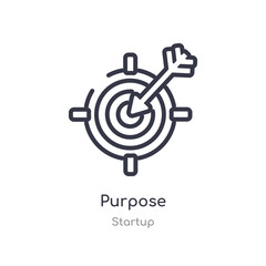 purpose outline icon. isolated line vector illustration from startup collection. editable thin stroke purpose icon on white background