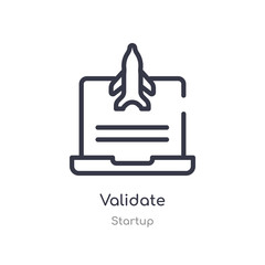validate outline icon. isolated line vector illustration from startup collection. editable thin stroke validate icon on white background