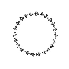 minimal black and white frame wreath with hearts